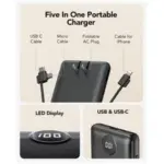 Compact 10000mAh Portable Charger with Built-in Cables for $56.99
