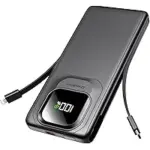 Crazy Whale 10000mAh Portable Charger with Built-in Cables for $12.91