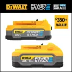 DeWalt 20V MAX XR POWERSTACK Lithium-Ion Battery 2-Pack for $129.50