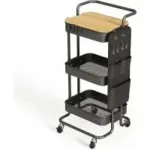 DTK 3-Tier Metal Utility Rolling Cart with Table Top and Side Bags for $29.75