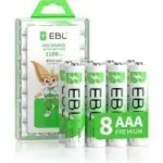 EBL 1100mAh 1.2V Ni-MH AAA Rechargeable Batteries (8-Pack) for $6.29