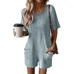 Ekouaer Women’s Casual Ribbed Short Sleeve Tee Romper for $18.89