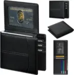 furid Top Grain Leather RFID Minimalist Bifold Wallet with 2 ID Windows for $4.79