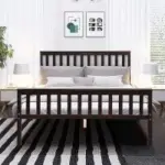 Giantex Deluxe Solid Wood Queen Platform Bed Frame with Headboard for $79.99