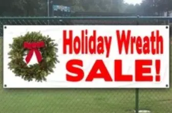 Holiday Wreath Sale Clearance Vinyl Sign for $10.88