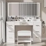 Homesflex 43-Inch Vanity Desk with Mirror and LED Lights for $171.43