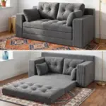 Homkdom Convertible Loveseat Sleeper in Grey for $100