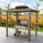 Hoteel 6′ x 8′ Outdoor Hardtop Grill Gazebo with Galvanized Steel Roof for $396