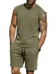 JEMLDL Sleeveless 2-Piece Cotton Sweatsuit Lounge Shorts Set for $13