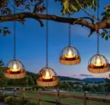 4-Pack KOOPER Outdoor Hanging Candle Solar Lanterns for $15