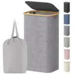 Lifewit 100L Laundry Basket with Lid and Bamboo Handles for $14.99