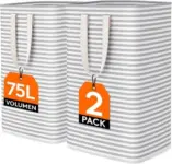Lifewit Freestanding Clothes Hamper – 2 Packs, Gray, 75L Each for $7.99