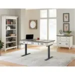 Pemberly Row White Writing Desk with Keyboard Drawer for $1198.99