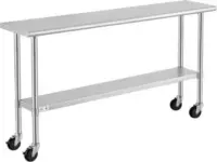 Rockpoint 72″ Stainless Steel Work Table with Casters for $100