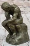Rodin Thinker Sensual Male Bronze Sculpture Figurine for $99.50