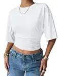 SAMPEEL Basic Crop Tops with Batwing Sleeves for $7.99