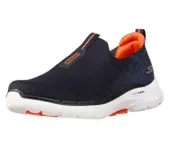 Skechers Go Walk 6 Stretch Fit Slip-On Shoes in Navy/Orange for $44.03