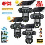 12MP Solar Battery Outdoor Security Camera with 3 Lenses for $185.78