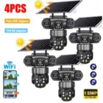 12MP Solar Battery Home Security Camera with 3 Lenses – $186.00