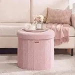 SONGMICS Mazie Collection Round Storage Ottoman for $38.96
