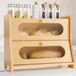 Stylstoreazy 2-Tier Bamboo Bread Box with Magnetic Doors for $23
