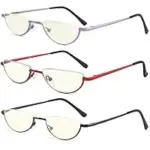 3-Pack TOVEEN Half Lens Reading Glasses with Blue Light Blocking for $11.99