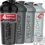 VELOMIX 4-Pack 28 oz Protein Shaker Bottles for $9.99
