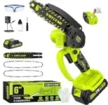 Votlemi 6″ Mini Electric Cordless Chainsaw with 2000mAh Battery for $23.99