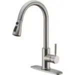Wewe Single Handle High Arc Brushed Nickel Kitchen Faucet for $34.99