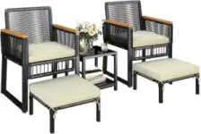 5-Piece Yaheetech Wicker Rattan Outdoor Conversation Set for $100
