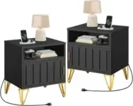2-Pack Yitahome Fluted Nightstand with Charging Station for $60