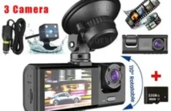 3-Lens Car Security Camera System for Front, Rear, and Interior – $29.98