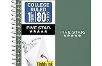Five Star 4-3/8″ x 7″ Spiral Notebook with 80 Sheets for $1.80