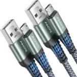 AINOPE 6.6′ USB-A to Micro USB Braided Charging Cables – 2-Pack for $3.49