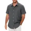 Akefun Short Sleeve Linen Shirt with Pocket for $12.99