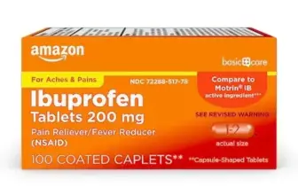 Amazon Basic Care Ibuprofen Tablets 200 mg, 100-Count for $2.50