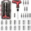 Amazon Basics 27-Piece Magnetic T-Handle Ratchet Wrench and Screwdriver Set for $8.67