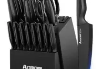 Astercook 21-Piece Kitchen Knife Set with Block and Sharpener for $47.47