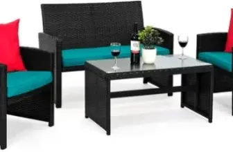 Best Choice Products 4-Piece Outdoor Wicker Patio Set with Coffee Table for $134.24