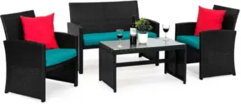 Best Choice Products 4-Piece Outdoor Wicker Patio Set with Coffee Table for $134.24