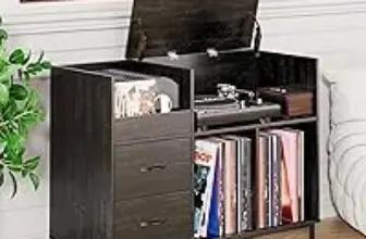 Bizoeiron Record Player Stand with Flip-Top & Drawers for $39.99