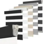 Black METechs No-Drill Zebra Blinds – Dual Layer Light Filtering Cordless Shades for $44.75