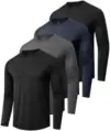 4-Pack Boojo Long Sleeve Moisture Wicking Shirts for $16