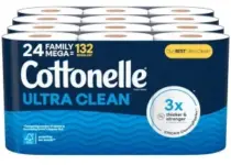 24-Count Cottonelle Ultra Clean Family Mega Roll Toilet Paper for $18