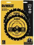 DEWALT DWA1612CMB 6-1/2″ Circular Saw Blades 2-Pack for $18