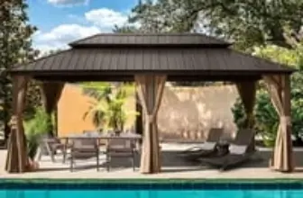 Domi Outdoor Living 12′ x 18′ Hardtop Gazebo with Netting & Curtains for $1469.98