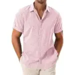 Drazivon Men’s Short Sleeve Button Down Linen Shirt for $9.99