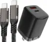 Dual Port USB 20W Travel Wall Charger with Short Type-C Cable – $19.95