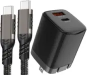 Dual Port USB 20W Travel Wall Charger with Short Type-C Cable – $19.95