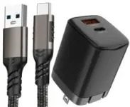 Dual Port 20W USB Travel Wall Charger with 1 Foot Rugged Type-C Cable for $19.95